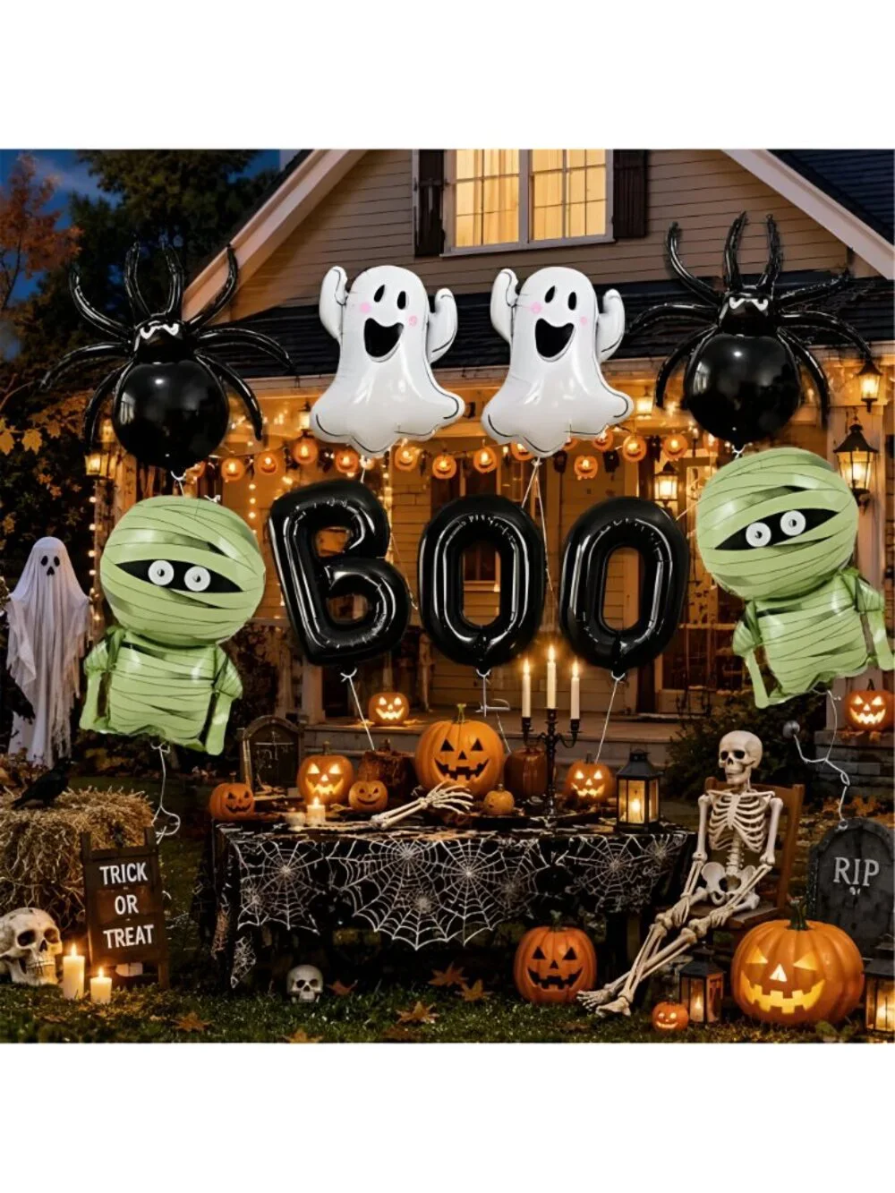 9Pcs Halloween Balloon Halloween Black Boo Balloons Set